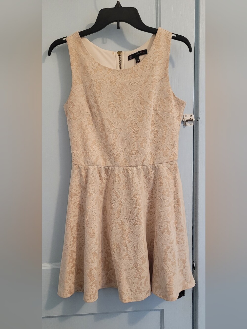 HeartSoul Beige Lace Fit-and-Flare Dress